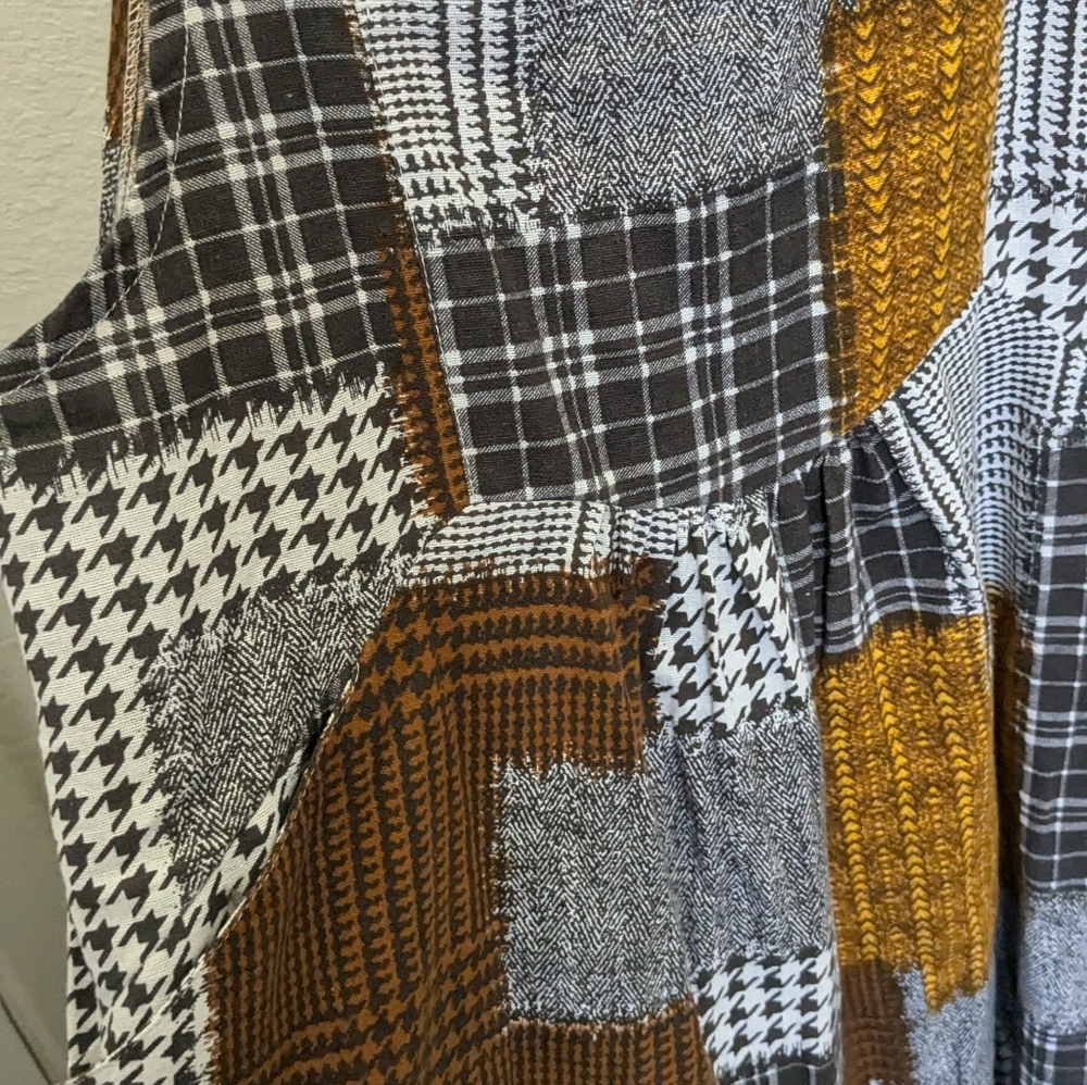 Autumn Fall Bohemian Patchwork Brown Overalls - S… - image 4